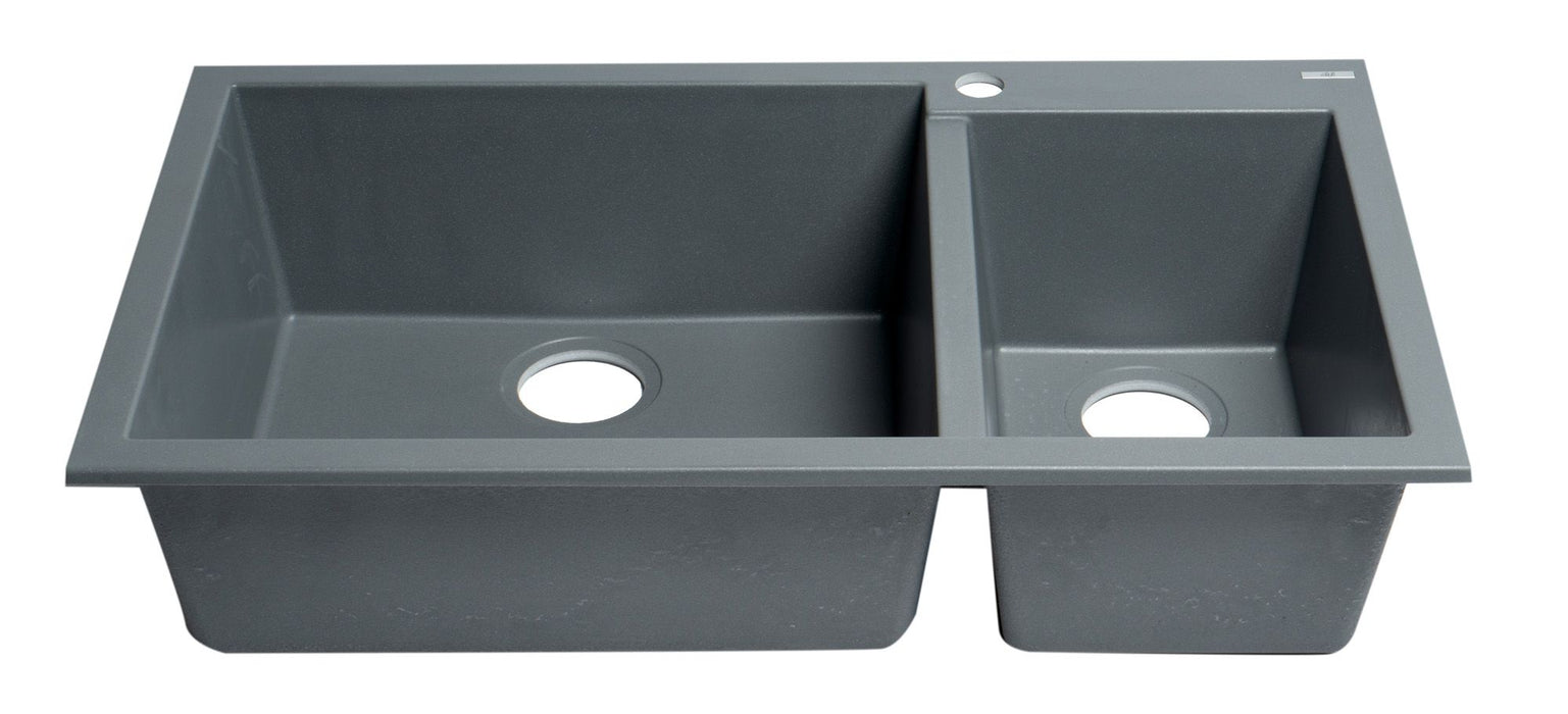 ALFI brand 34" Double Bowl Drop In Granite Composite Kitchen Sink AB3319DI