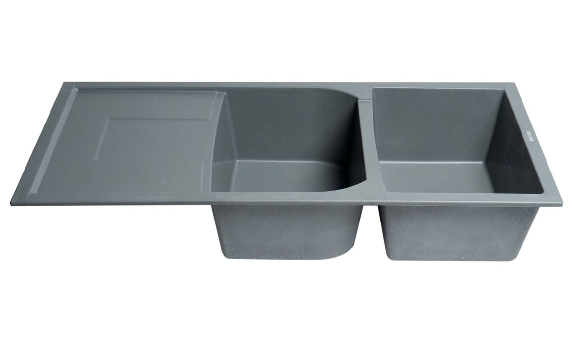 ALFI brand 46" Double Bowl Granite Composite Kitchen Sink, Drainboard AB4620DI