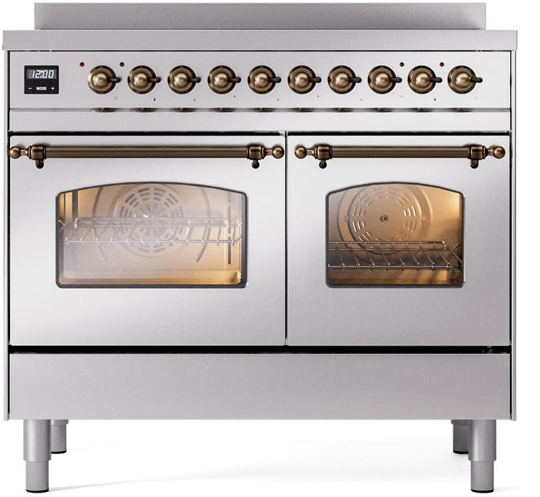 ILVE Nostalgie II 40" Electric Range, Stainless Steel, Bronze Trim UPDI406NMPSSB ILVE