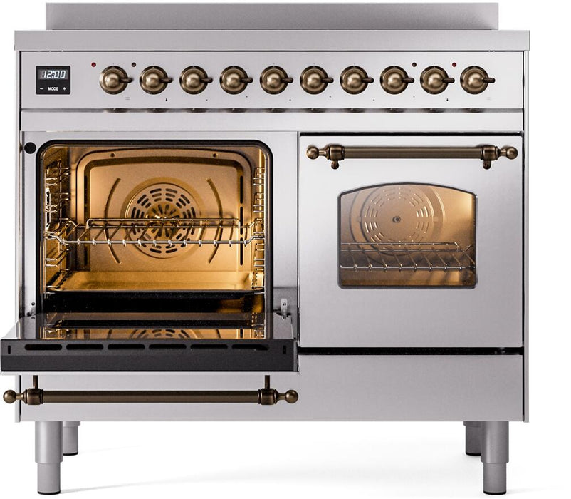 ILVE Nostalgie II 40" Electric Range, Stainless Steel, Bronze Trim UPDI406NMPSSB ILVE