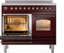 ILVE Nostalgie II 40" Electric Range, Burgundy, Bronze Trim ILVE UPDI406NMPBUB ILVE