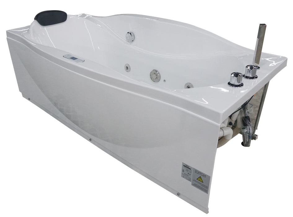 EAGO 6 ft Right Drain Acrylic White Whirlpool Bathtub, Fixtures AM189ETL-L