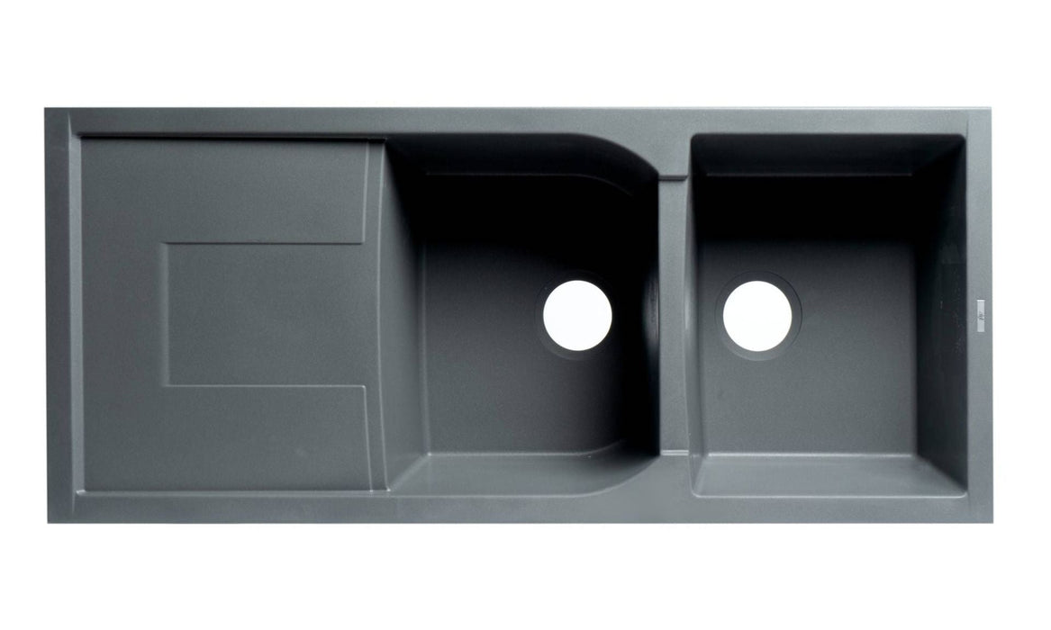 ALFI brand 46" Double Bowl Granite Composite Kitchen Sink, Drainboard AB4620DI