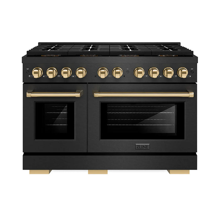 ZLINE 48" Paramount Dual Fuel Range DuoPro™ Cooktop, Electric Convection Oven, Black Satin Stainless Steel PSDRBSZ-48-CB