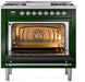 ILVE Nostalgie II 36" Dual Fuel Natural Gas Range, Emerald Green, Chrome Trim UP36FNMPEGC ILVE