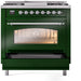 ILVE Nostalgie II 36" Dual Fuel Natural Gas Range, Emerald Green, Chrome Trim UP36FNMPEGC ILVE