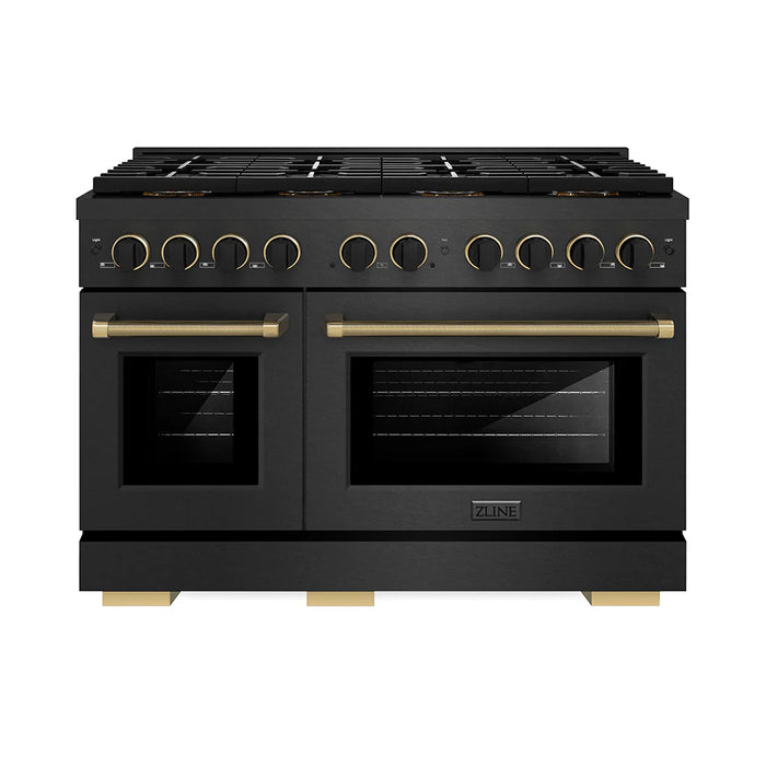 ZLINE 48" Paramount Dual Fuel Range DuoPro™ Cooktop, Electric Convection Oven, Black Satin Stainless Steel PSDRBSZ-48-CB