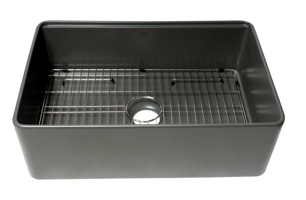 ALFI Brand 30" Smooth Apron Workstation Step Rim Fireclay Farm Sink ABFS3020