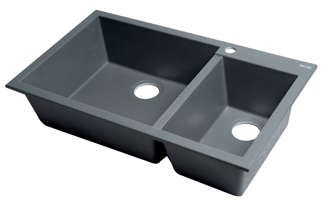 ALFI brand 34" Double Bowl Drop In Granite Composite Kitchen Sink AB3319DI