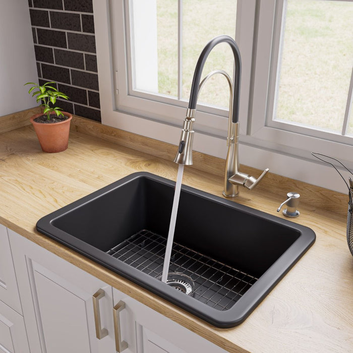 ALFI brand 27" Fireclay Undermount / Drop In Fireclay Kitchen Sink ABF2718UD