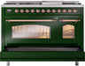 ILVE Nostalgie II 48" Dual Fuel Liquid Propane Range, Emerald Green, Copper Trim UP48FNMPEGPLP ILVE