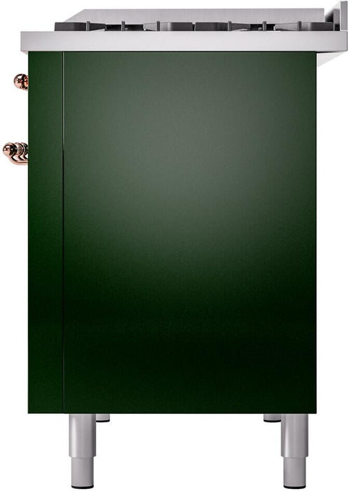 ILVE Nostalgie II 48" Dual Fuel Liquid Propane Range, Emerald Green, Copper Trim UP48FNMPEGPLP ILVE