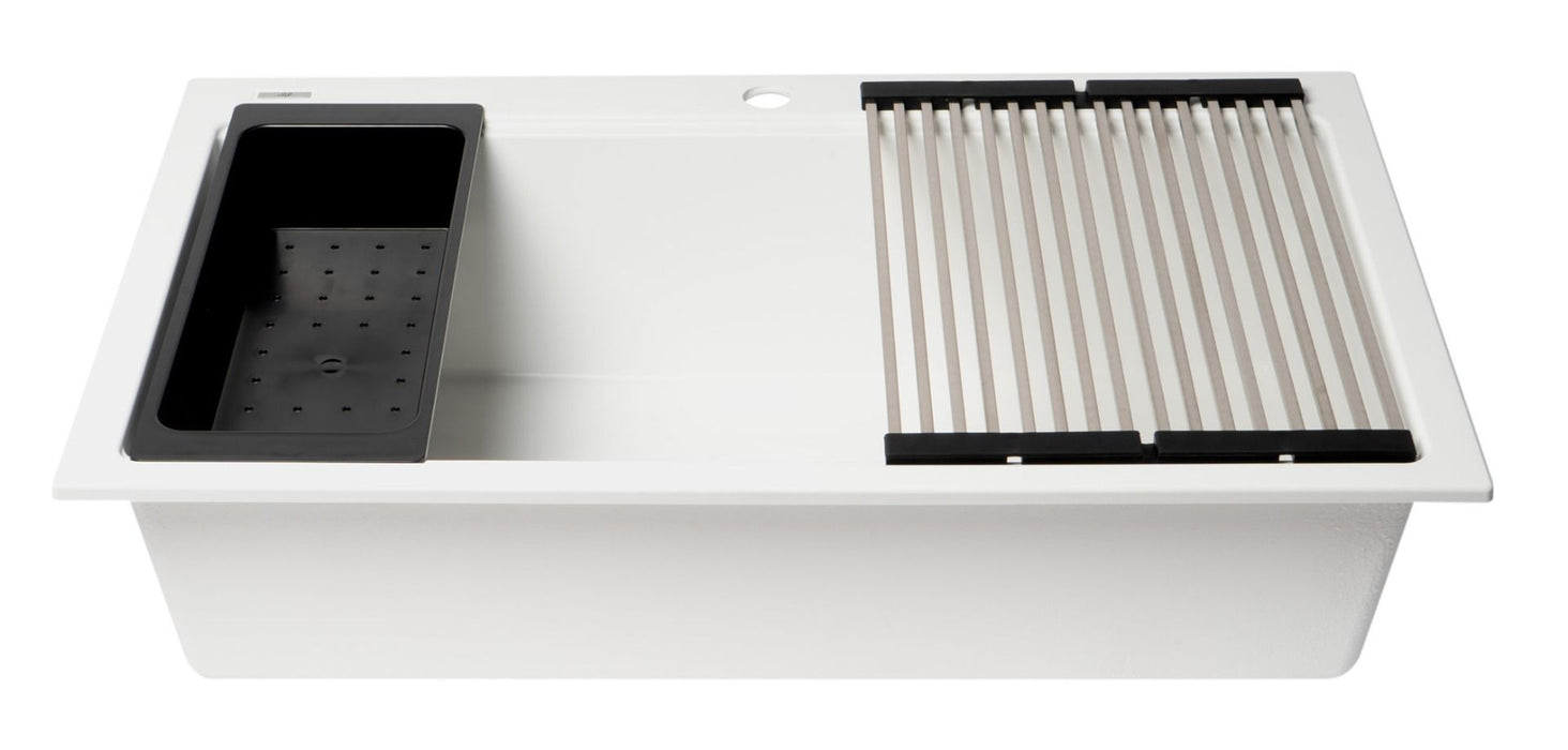 ALFI brand  34" Granite Composite Workstation Step Rim Sink, Accessories AB3418SBDI