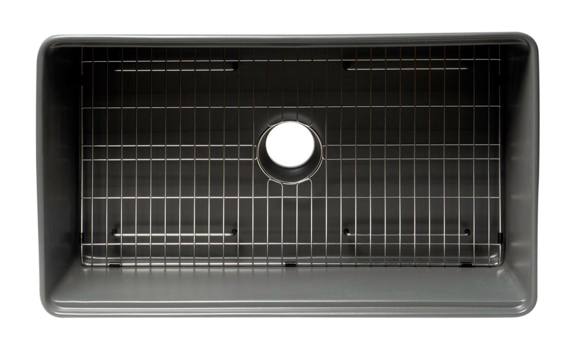 ALFI Brand 33" Smooth Apron Workstation Step Rim Fireclay Farm Sink  ABFS3320S