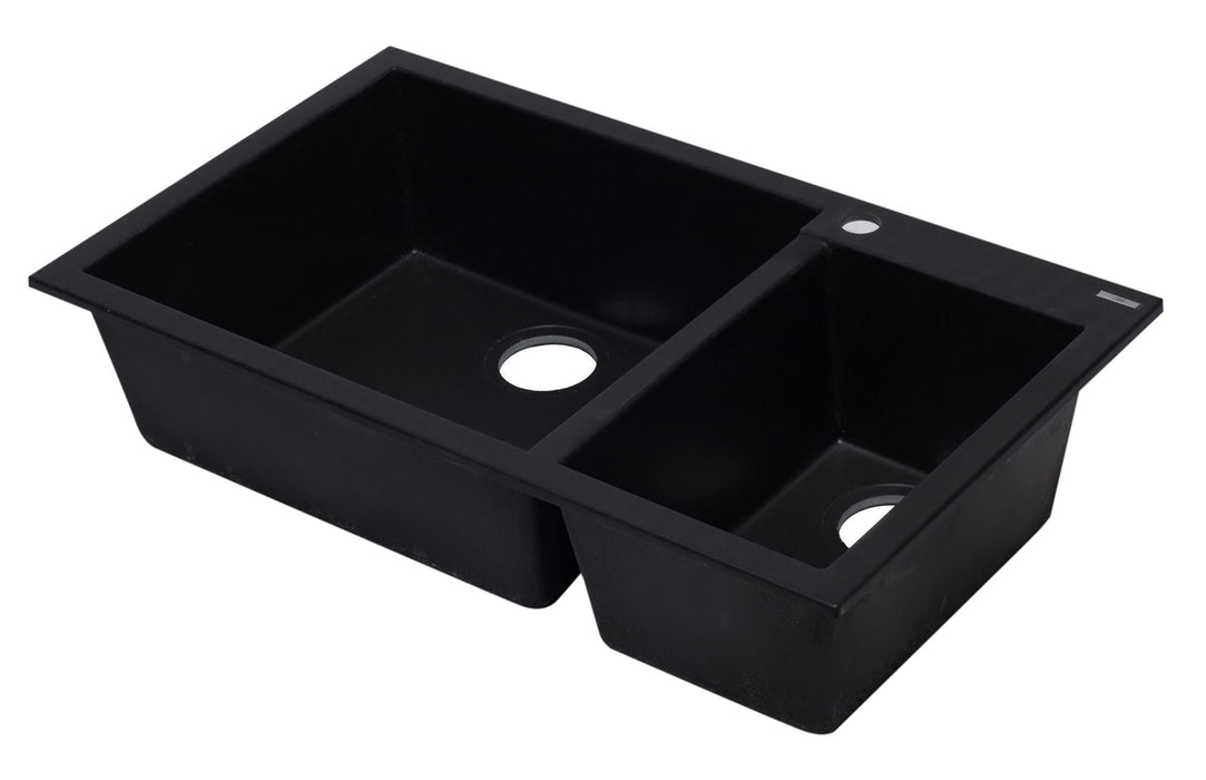 ALFI brand 34" Double Bowl Drop In Granite Composite Kitchen Sink AB3319DI
