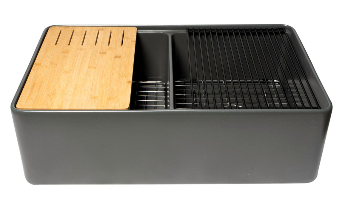 ALFI brand 33" Workstation Step Rim Fireclay Sink ABFS3320D