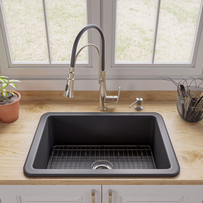 ALFI brand 27" Fireclay Undermount / Drop In Fireclay Kitchen Sink ABF2718UD