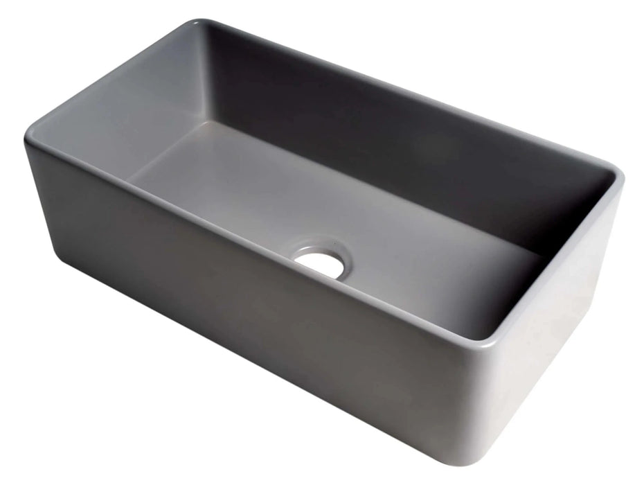ALFI brand Smooth Apron 33" Single Bowl Fireclay Farm Sink ABF3318S