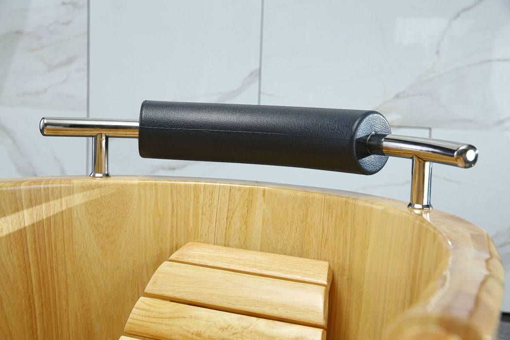 ALFI brand 61'' Free Standing Wooden BathTub, Headrest AB1163