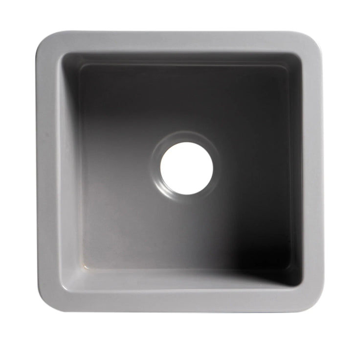 ALFI brand Square 18" Undermount / Drop In Fireclay Prep Sink ABF1818S