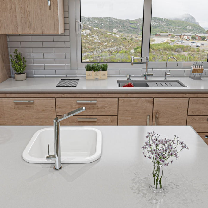 ALFI brand 33" Workstation Step Rim Double Bowl Sink, Accessories AB3418DBUM