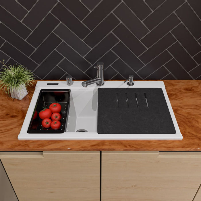ALFI brand 34" Granite Composite Workstation Step Sink, Accessories AB3418DBDI