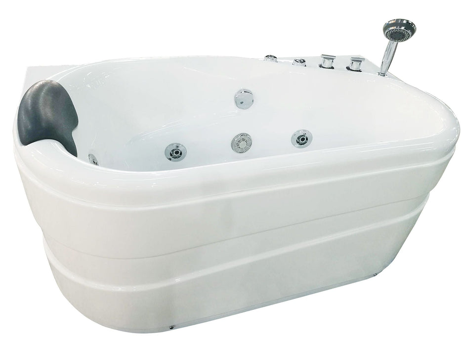 EAGO 57'' White Acrylic Jetted Whirlpool Bathtub, Fixtures AM175-L