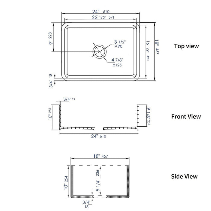 ALFI brand Smooth Apron 24" Single Bowl Fireclay Farm Sink ABF2418