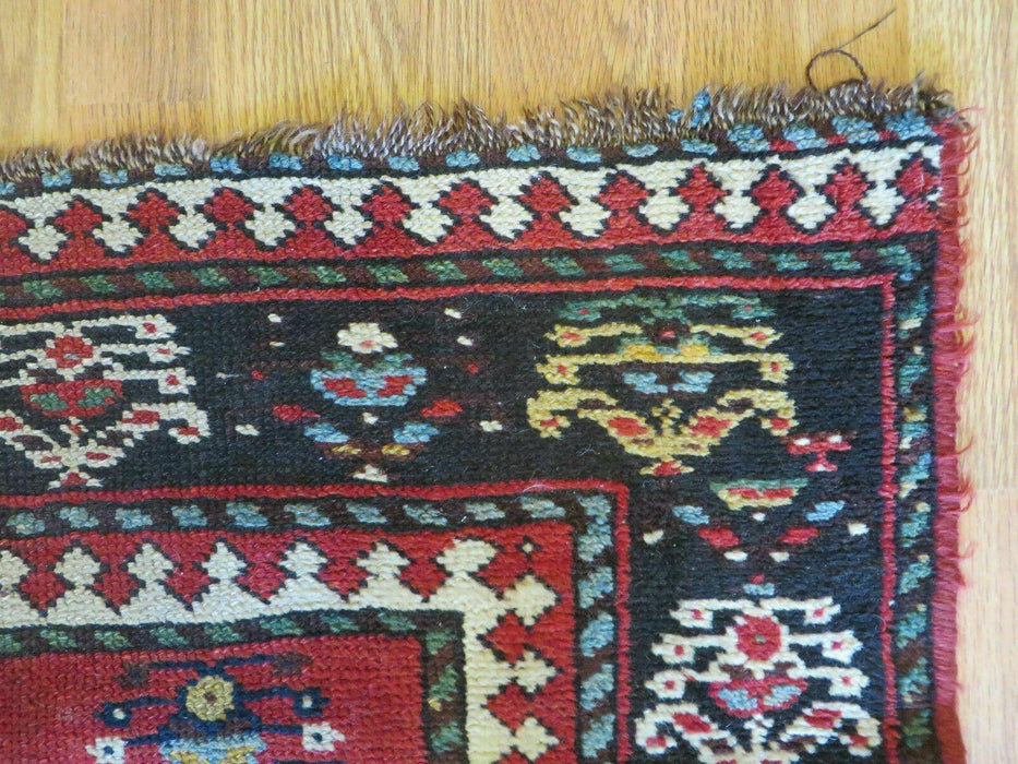 3' 3" X 10' Hand-Knotted Antique Handmade Caucasian Kazak Wool Runner Rug