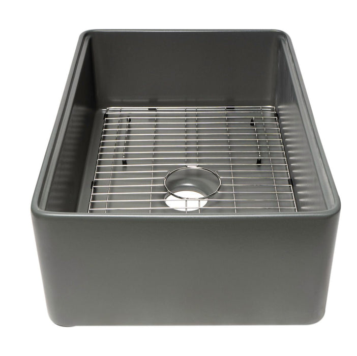 ALFI Brand 30" Smooth Apron Workstation Step Rim Fireclay Farm Sink ABFS3020
