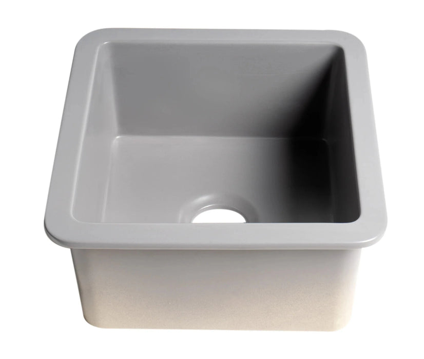 ALFI brand Square 18" Undermount / Drop In Fireclay Prep Sink ABF1818S