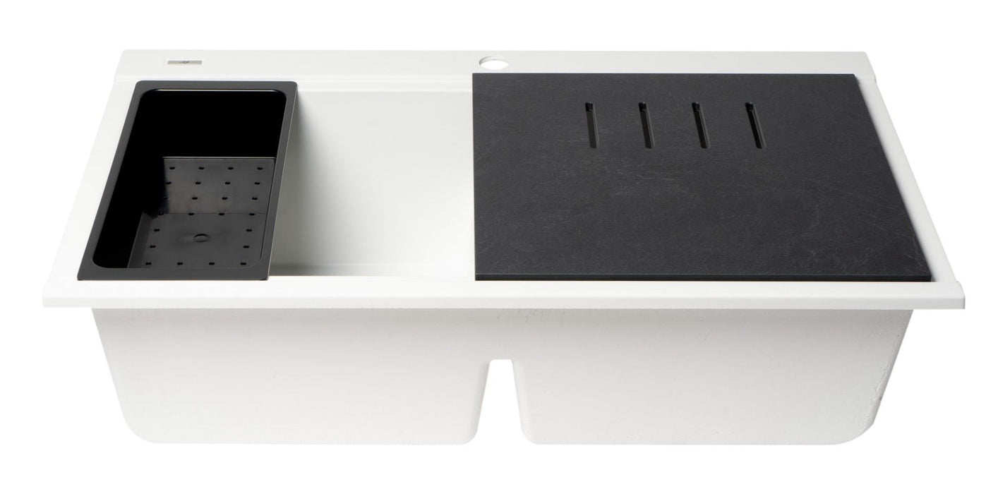 ALFI brand 34" Granite Composite Workstation Step Sink, Accessories AB3418DBDI