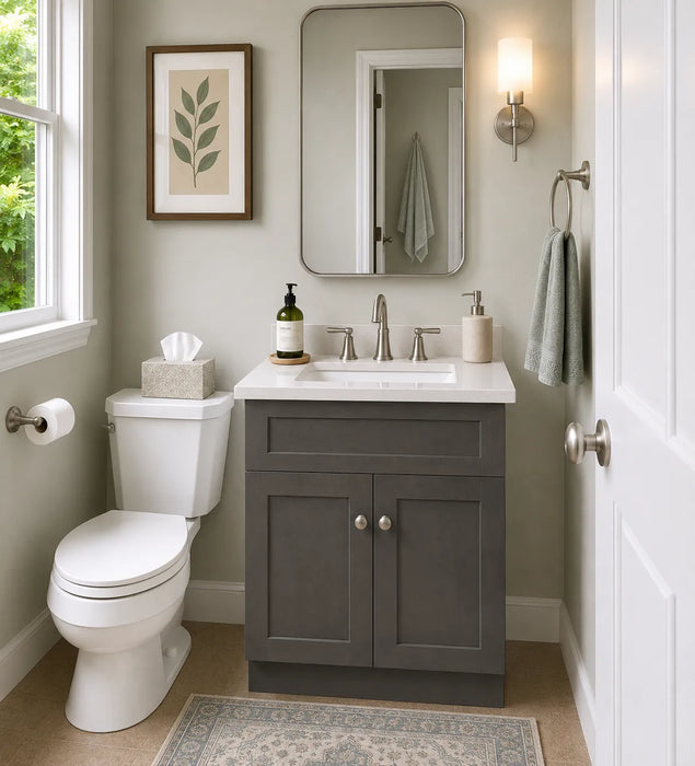 Gray Stained Shaker 27" Single Sink Bathroom Vanity