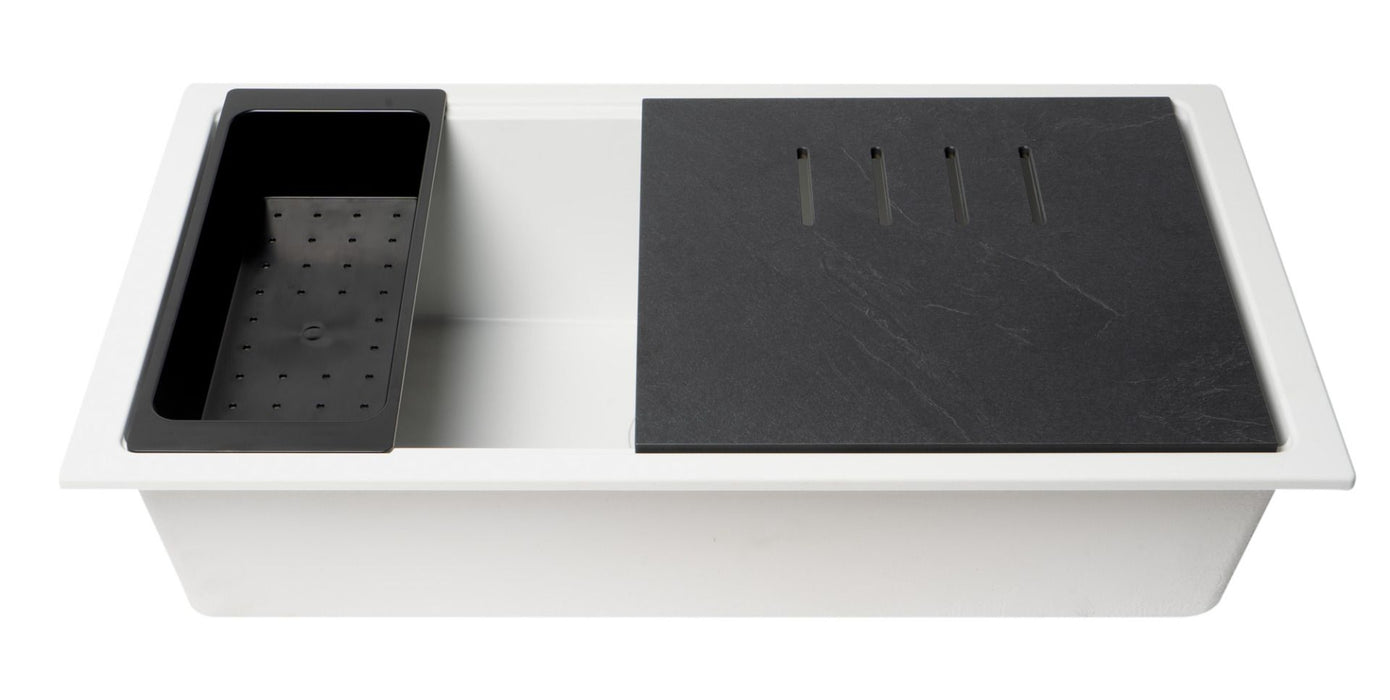 ALFI brand 34" Granite Composite Workstation Step Rim Sink, Accessories AB3418SBUM