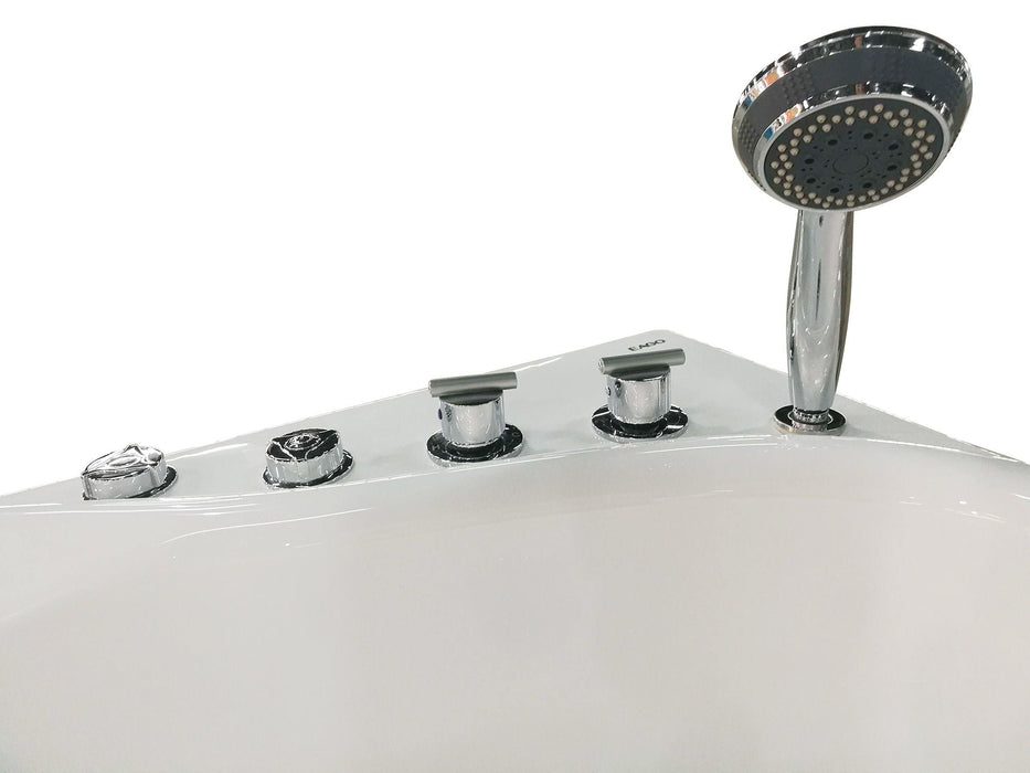 EAGO 57'' White Acrylic Jetted Whirlpool Bathtub, Fixtures AM175-L