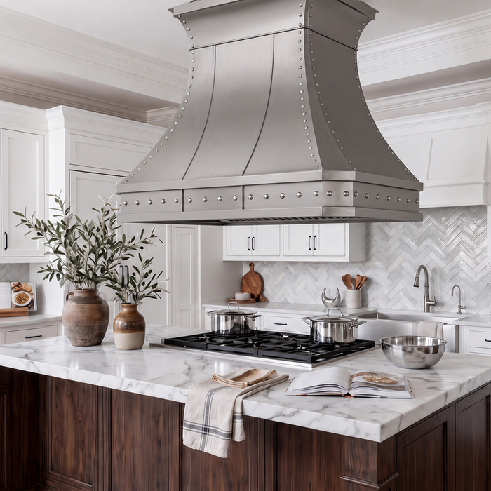 Custom Faceted Curved  Stainless Steel Range Hood - SHCR02