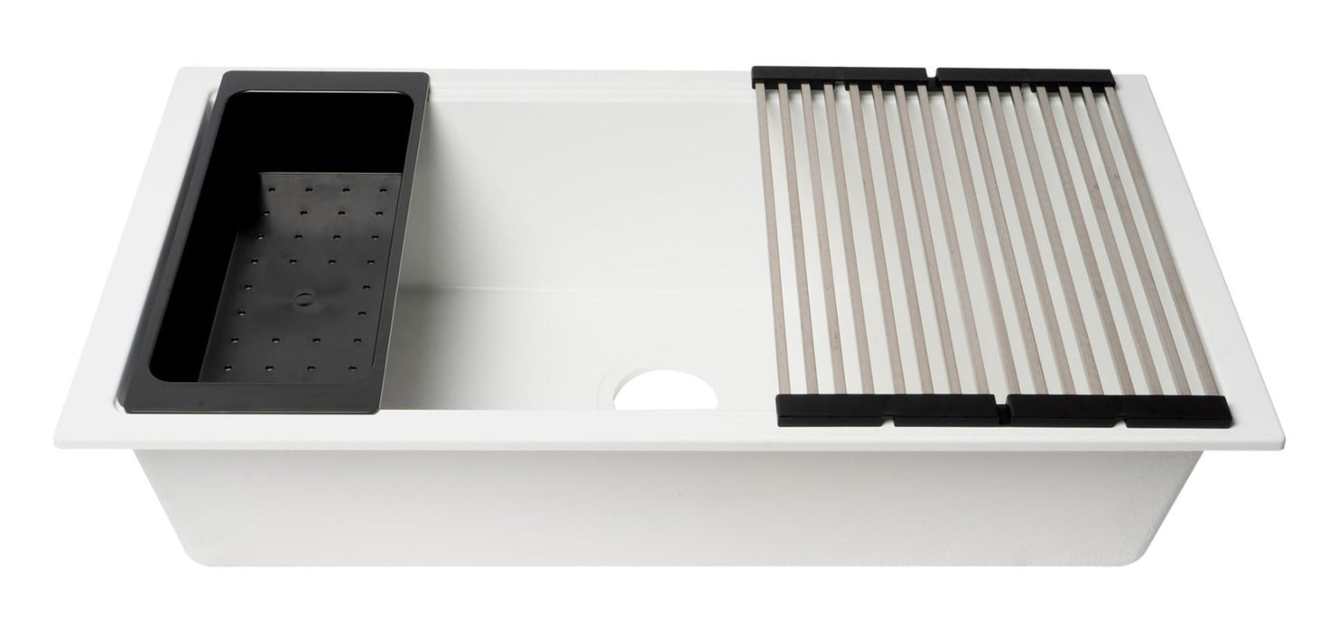 ALFI brand 34" Granite Composite Workstation Step Rim Sink, Accessories AB3418SBUM