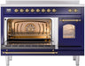 ILVE Nostalgie II 48" Electric Range, Blue, Brass Trim UPI486NMPMBG ILVE