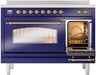 ILVE Nostalgie II 48" Electric Range, Blue, Brass Trim UPI486NMPMBG ILVE