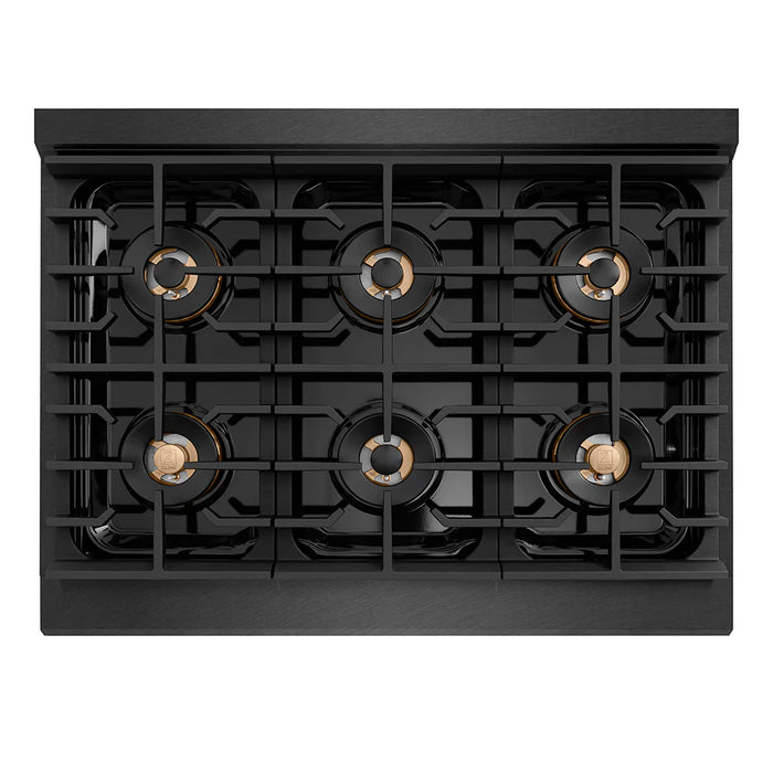 ZLINE 36" Paramount Gas Range, Convection Gas Oven, Black Satin Stainless Steel SGRBSZ-36-CB