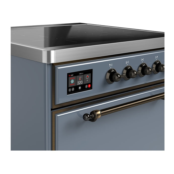 ILVE 30"Majestic III Induction Range, Blue Grey, Burnished Trim UMIB30QNR3BGB