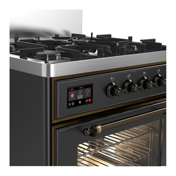 ILVE Majestic III 30" Dual Fuel Range Matte Graphite Burnished Trim UM30NR3MGB