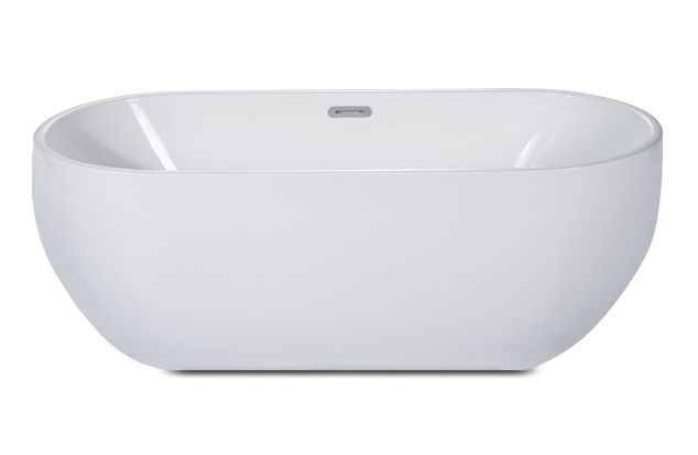 ALFI brand 59" White Oval Acrylic Free Standing Soaking Bathtub AB8838
