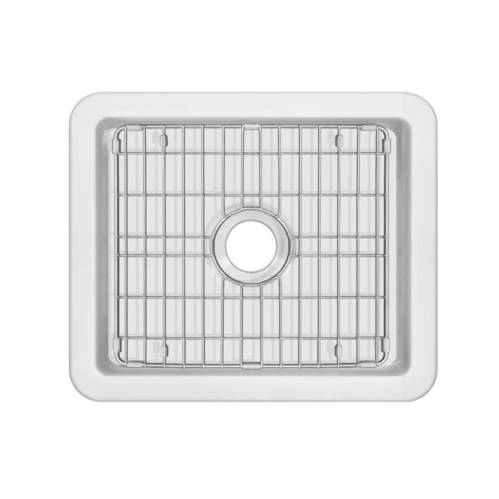 Whitehaus 24" Undermount Fireclay Kitchen Sinks, Stainless Steel Grid WHUF2418