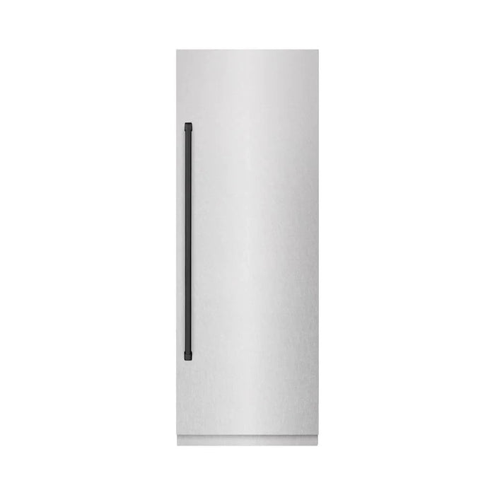 ZLINE 30" Column Refrigerator DuraSnow®Stainless Steel, Graphite Gray Interior Matte Black RCRVZ-SN-30-MB