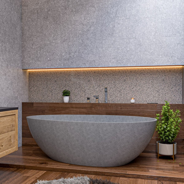 ALFI brand 72" Solid Concrete Tear Drop Freestanding Bathtub ABCO72TUB