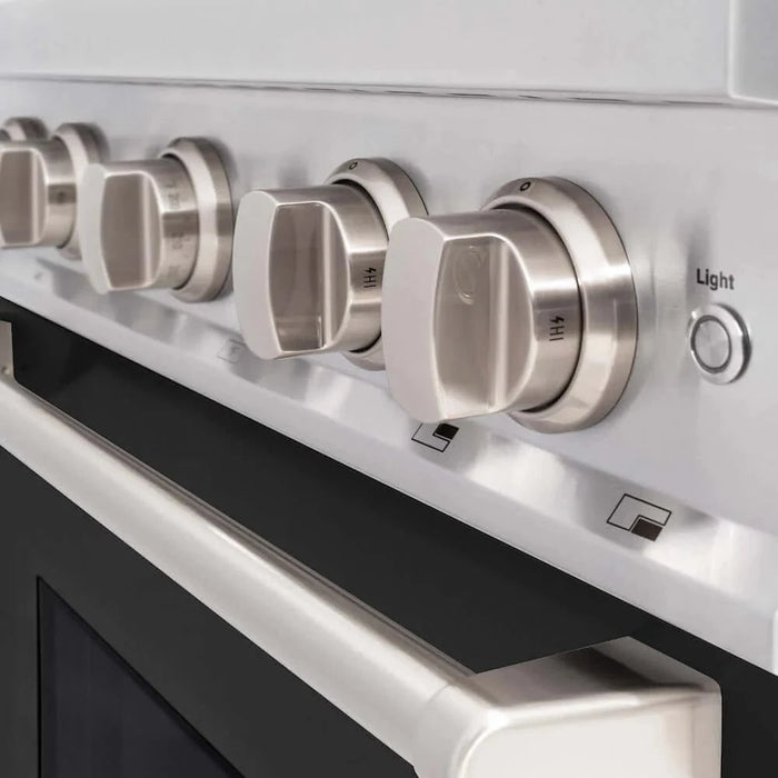 ZLINE 30" Dual Fuel Range, Gas Cooktop, Electric Convection Oven Stainless Steel, Black Matte Door CDR-BLM-30