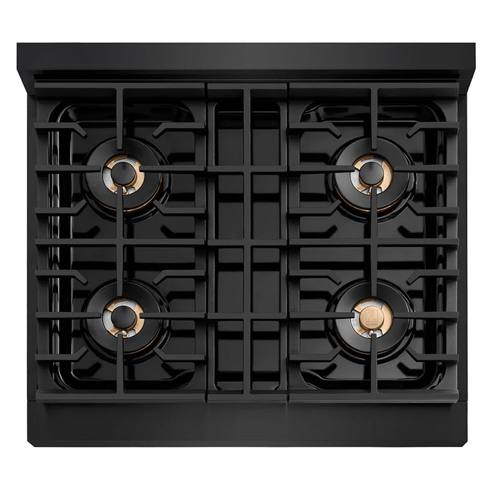ZLINE 30" Paramount Gas DuoPro™ Cooktop, Convection Gas Oven, Accents PSGRBZ-30-CB