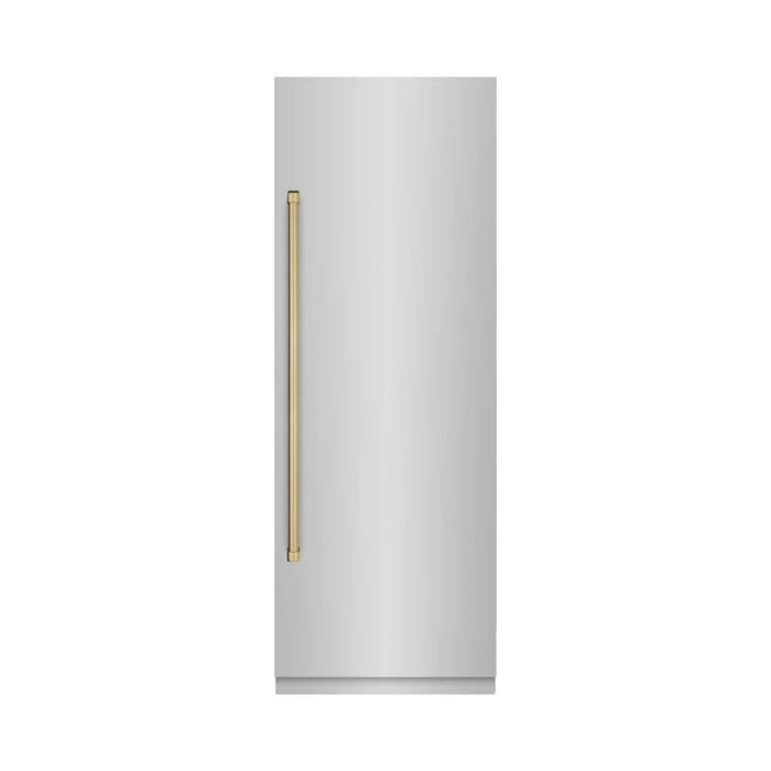 ZLINE 30" Column Refrigerator Stainless Steel, Graphite Gray Interior Champagne Bronze RCRVZ-30430-CB