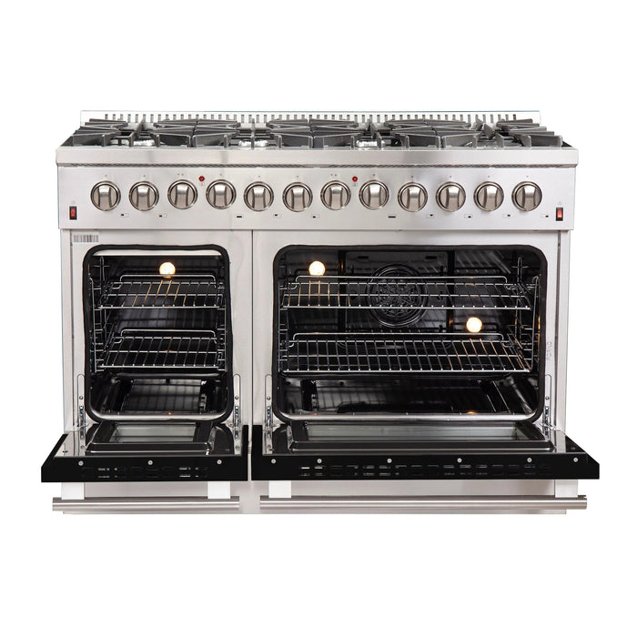 FORNO Galiano 48" Dual Fuel Range, Black, FFSGS6156-48BLK